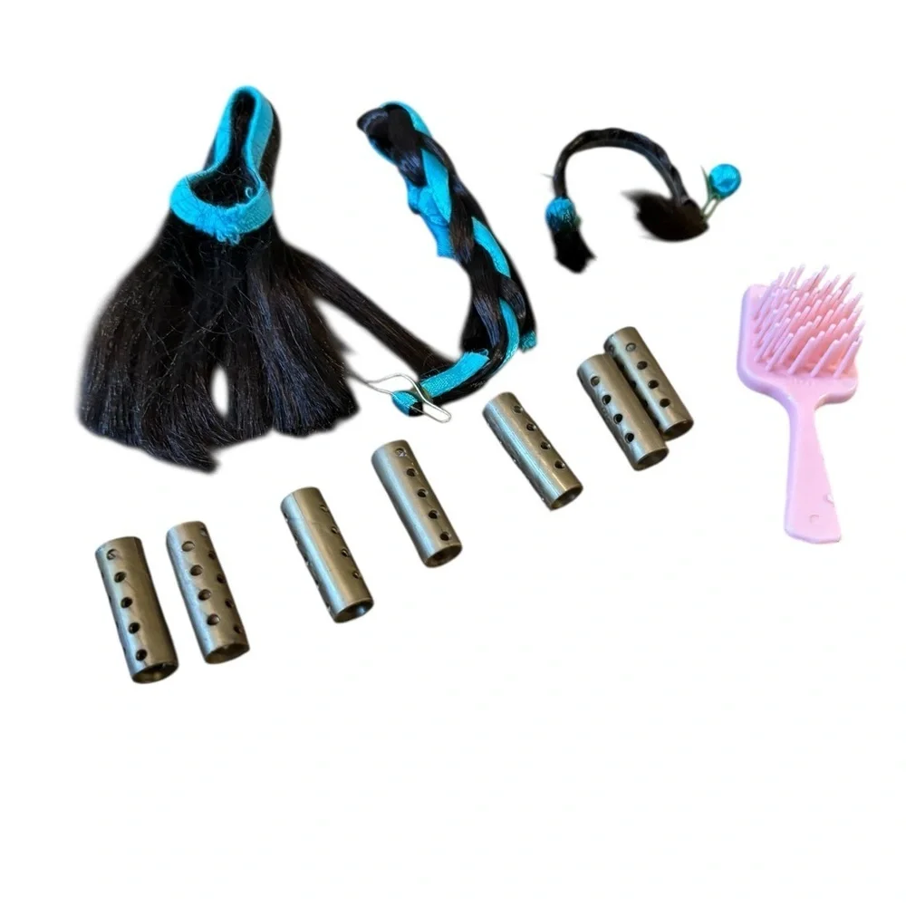 VTG Barbie 1960’s Hair Fair Pieces Accessories Wigs Hair Pieces Curlers Brush